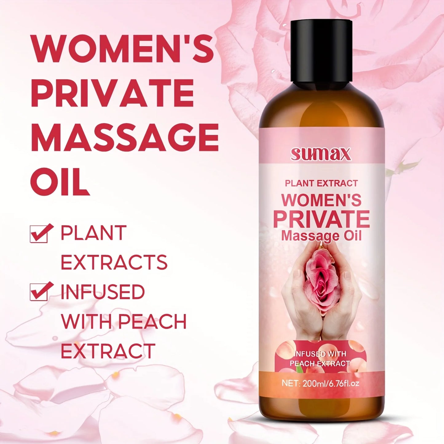 Huile de massage intime pour femmes, parfum pêche, fragrance longue durée, hydratation profonde, formule douce, convient à tous les types de peau