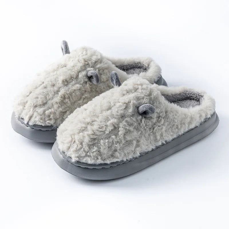 Pantoufles d’hiver pour femmes - Chaussons doublés en polaire pelucheuse, chaussons chauds en coton pour l’intérieur/l’extérieur avec semelle antidérapante
