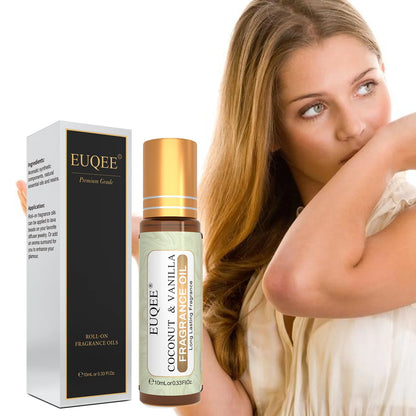 EUQEE 10 ml Huile de parfum à bille pour femmes – huiles aromatiques Coconut Vanilla, Bubble Gum, Bright Crystal, Bombshell, Midnight Rose, Angel