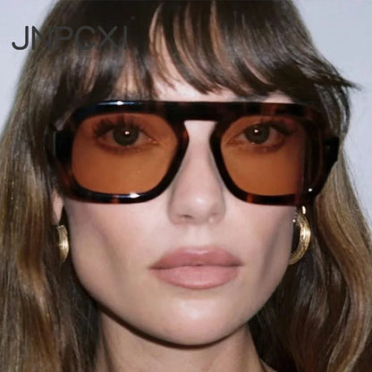 JNPCXI Lunettes de soleil carrées rétro pour femmes, design de marque tendance, verres dégradés UV400, lunettes de soleil punk pour hommes