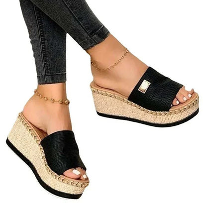 Sandales à talons hauts pour femmes, pantoufles décontractées à semelle épaisse pour dames, nouvelles sandales compensées d’été, chaussures féminines, mules à plateforme pour femmes, pantoufles.