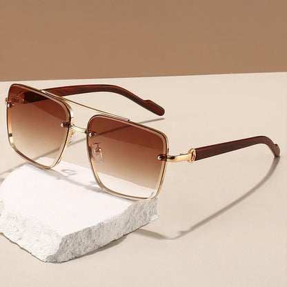 KAMMPT Fashion Lunettes de soleil rétro carrées en métal pour femme, design original de marque, lunettes de conduite nouvelles à double pont style pilote