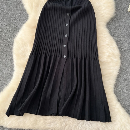 Robe longue en maille mode vintage de la marque YuooMuoo, col rabattu, élégante, à simple boutonnage, coupe trapèze, robe chemise longue pour femme, robes