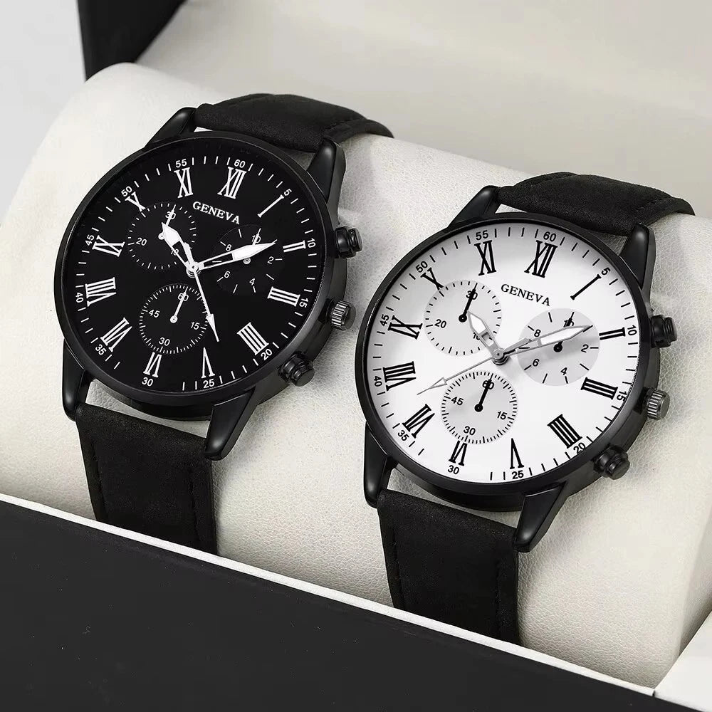 MSCXDK Marque Ensemble de 2 montres décontractées tendance en cuir pour couple, montres-bracelets à quartz pour femme avec cadran simple, montre habillée Montre Femme