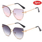 Lot de 2 lunettes de soleil pour femmes à grande monture, lunettes de soleil œil de chat dégradées pour femmes, protection UV pour extérieur, lunettes de créateur