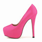 LOSLANDIFEN Escarpins à talons hauts pour femmes 14 cm, bout rond, stilettos, talons femme sexy, chaussures de mariage rouges pour dames, talons plateforme noirs