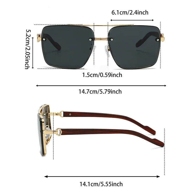 KAMMPT Fashion Lunettes de soleil rétro carrées en métal pour femme, design original de marque, lunettes de conduite nouvelles à double pont style pilote