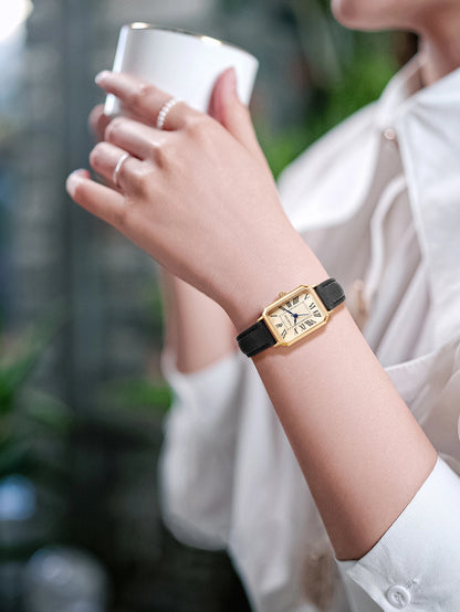 Montre-bracelet décontractée rétro à affichage numérique, cadran carré, bracelet en cuir, montre à quartz tendance pour femme, idée cadeau