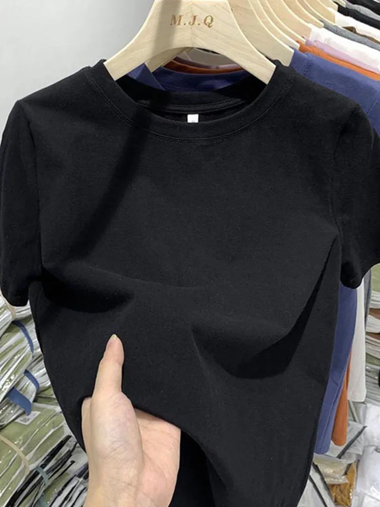 T-shirt pour femme, t-shirt pour filles, vêtements pour femmes, hauts, t-shirt en coton, t-shirt féminin à manches courtes, tee-shirt de printemps, haut sexy Y2K, blanc