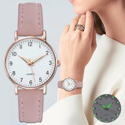 Montre de mode décontractée pour femme avec cadran arabe, bracelet en cuir, mouvement à quartz, montre pour femme, horloge pour filles, cadeau