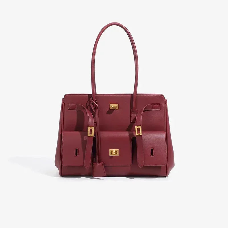 Sac fourre-tout Designer Wings en cuir véritable, sac à bandoulière pour femme de grande capacité pour les trajets quotidiens, sac à main polyvalent de style locomotive luxueux