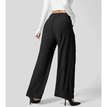 Pantalons pour femmes Pantalons pour femmes à taille haute et jambes larges Pantalons décontractés amples Pantalons droits pour dames de bureau Mode coréenne Pantalons élégants