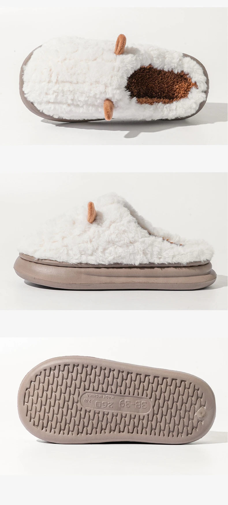 Pantoufles d’hiver pour femmes - Chaussons doublés en polaire pelucheuse, chaussons chauds en coton pour l’intérieur/l’extérieur avec semelle antidérapante