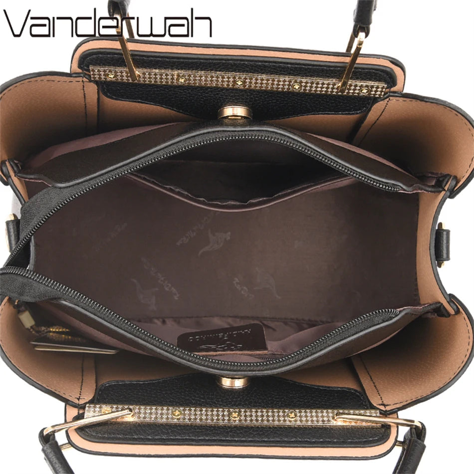 Sac bandoulière de luxe pour femme 2024, designer à 3 couches, grand sac à main en cuir à grande capacité pour femme, sac shopper de marque, sac fourre-tout messager.