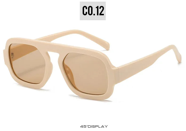 JNPCXI Lunettes de soleil carrées rétro pour femmes, design de marque tendance, verres dégradés UV400, lunettes de soleil punk pour hommes