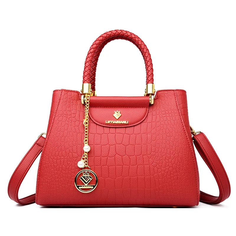 Sac à main élégant à poignée tressée pour femmes, sac à poignée supérieure en cuir de haute qualité, sac bandoulière et porté épaule pour dames, cabas décontracté de qualité