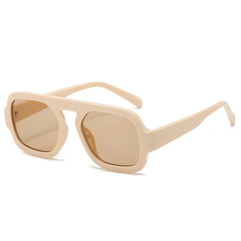 JNPCXI Lunettes de soleil carrées rétro pour femmes, design de marque tendance, verres dégradés UV400, lunettes de soleil punk pour hommes
