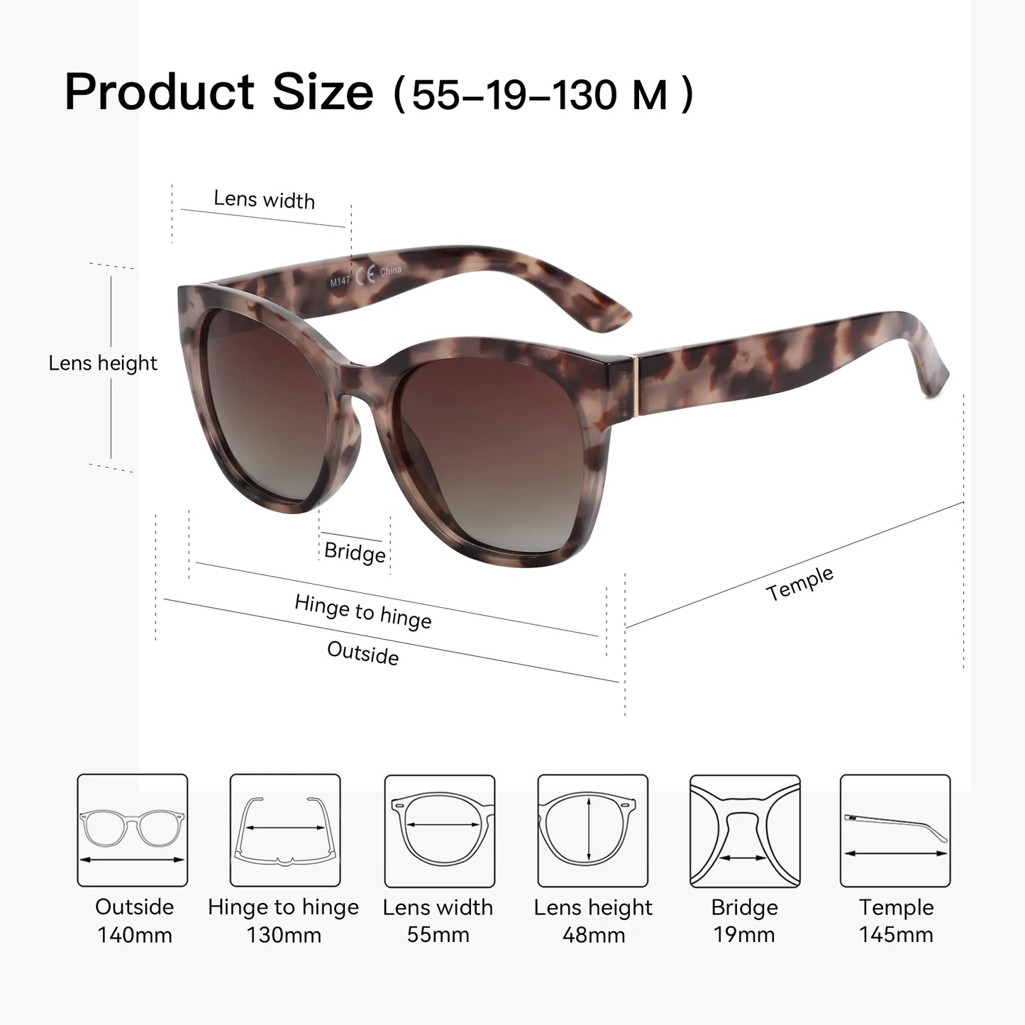 Lunettes de soleil polarisées œil de chat ZENOTTIC Fashion pour femmes - Lunettes de soleil surdimensionnées avec protection UV400, style rétro et design créateur