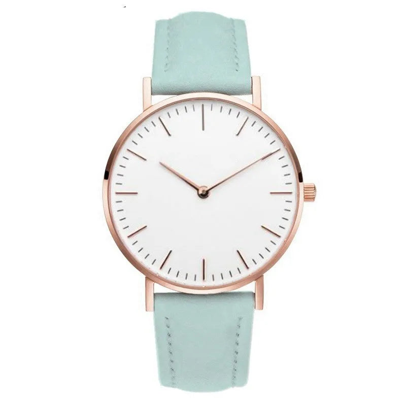 Montre élégante pour femme, simple, nouvelle collection 2023, rose et blanc, bracelet en cuir, montre-bracelet pour femme avec robe, montre féminine décontractée, idée cadeau tendance, Montre Femme