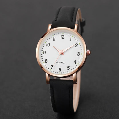 Montre de mode décontractée pour femme avec cadran arabe, bracelet en cuir, mouvement à quartz, montre pour femme, horloge pour filles, cadeau