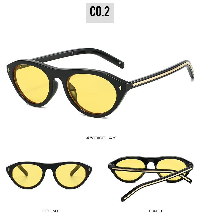 lunettes de soleil vintage petites rondes œil-de-chat pour femmes, nouvelle mode à rivets, sexy, noires léopard, lunettes de soleil tendance pour dames, lunettes d’extérieur modernes