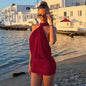 Robe moulante dos nu à col licou pour l’été 2026 pour femmes – robe moulante sans manches, robe sexy de club à nouer dans le dos