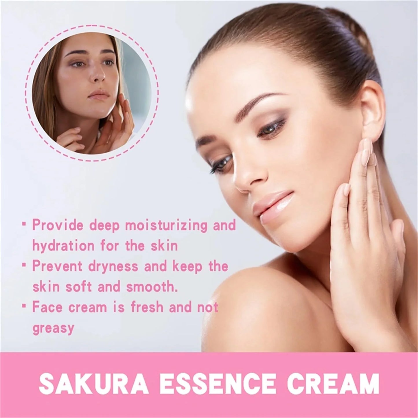 Crème essence Sakura du Japon, crème illuminatrice Sakura avec acide hyaluronique,