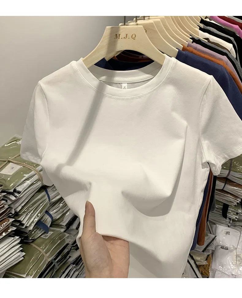 T-shirt pour femme, t-shirt pour filles, vêtements pour femmes, hauts, t-shirt en coton, t-shirt féminin à manches courtes, tee-shirt de printemps, haut sexy Y2K, blanc