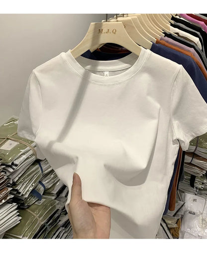 T-shirt pour femme, t-shirt pour filles, vêtements pour femmes, hauts, t-shirt en coton, t-shirt féminin à manches courtes, tee-shirt de printemps, haut sexy Y2K, blanc