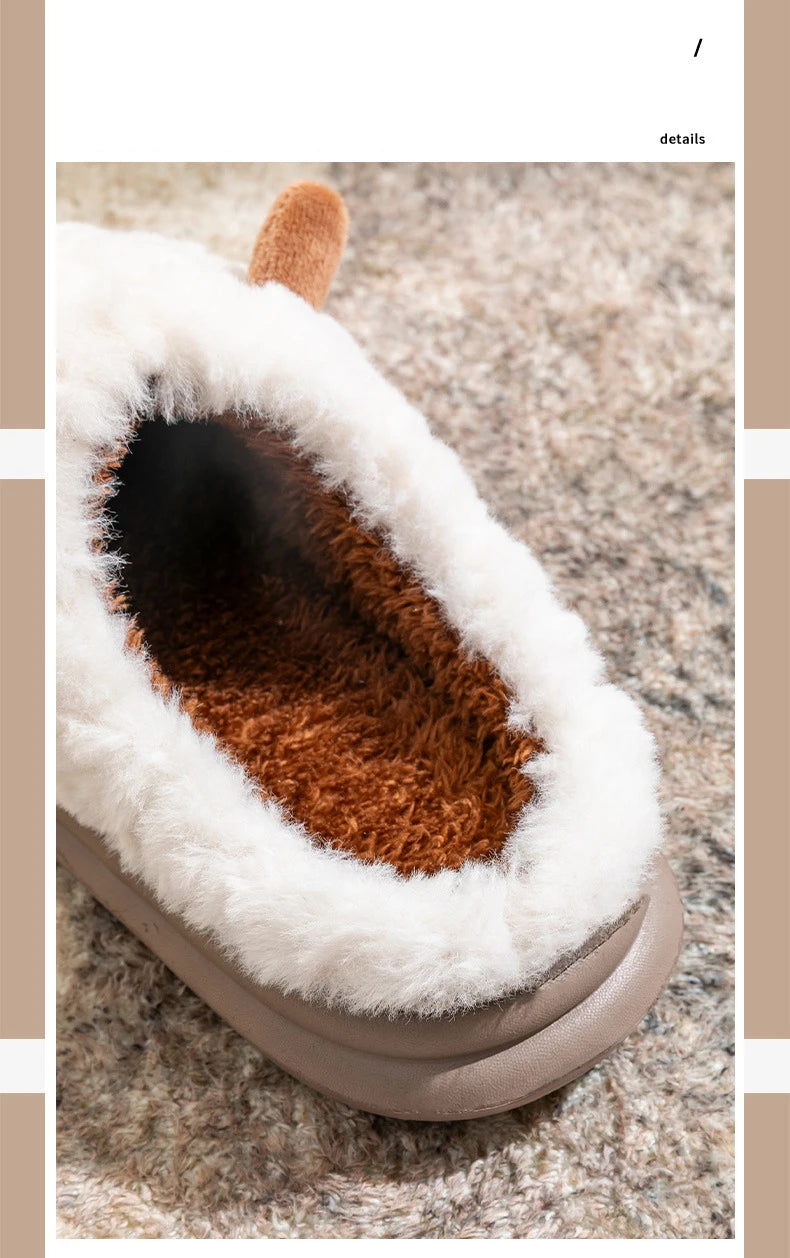 Pantoufles d’hiver pour femmes - Chaussons doublés en polaire pelucheuse, chaussons chauds en coton pour l’intérieur/l’extérieur avec semelle antidérapante