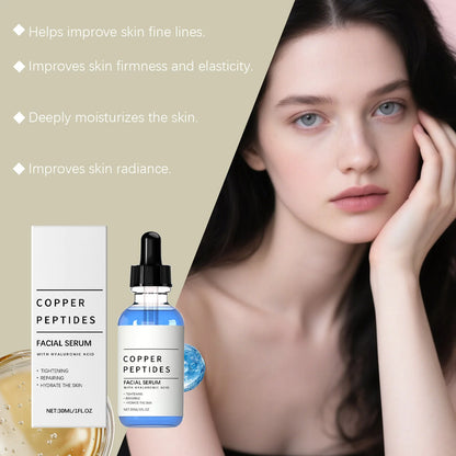Sérum aux peptides de cuivre anti-rides, antioxydant, raffermissant, réparateur de la barrière cutanée, hydratation profonde, sérum visage à l’acide hyaluronique 30 ml