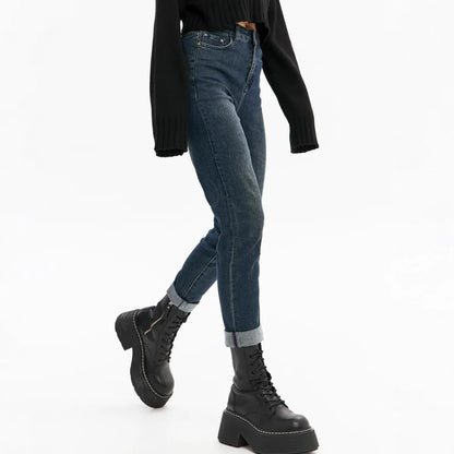 Jeans femme 2025 amples à taille haute, pantalon droit de style européen et américain