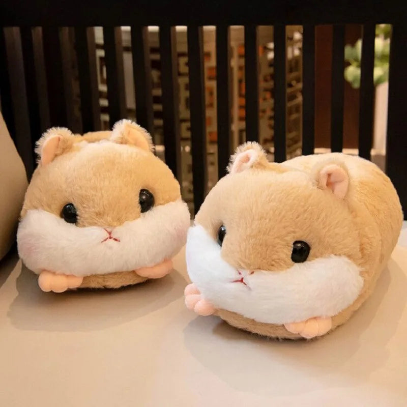 Pantoufles hamster câlines et mignonnes pour femmes, hiver automne, en peluche chaude, chaussures nuage pour chambre, pantoufles familiales pour femme, pantoufles animaux kawaii