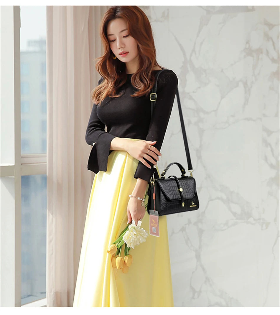 Sacs bandoulière en cuir crocodile 2024 pour femmes, sacs messager d’épaule pour femme, sacs à main et porte-monnaie de luxe de créateur pour dames.