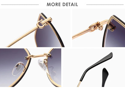 Lot de 2 lunettes de soleil pour femmes à grande monture, lunettes de soleil œil de chat dégradées pour femmes, protection UV pour extérieur, lunettes de créateur