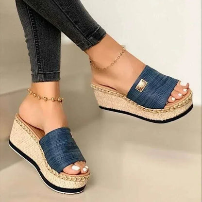 Sandales à talons hauts pour femmes, pantoufles décontractées à semelle épaisse pour dames, nouvelles sandales compensées d’été, chaussures féminines, mules à plateforme pour femmes, pantoufles.