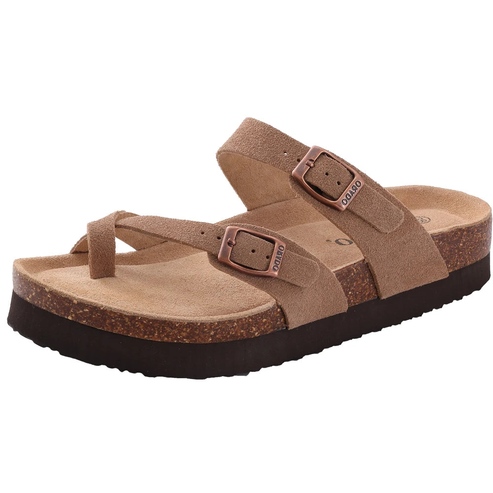 Mules en daim pour femmes Comwarm Fashion, pantoufles, sabots pour hommes, sandales à semelle intérieure en liège avec soutien de la voûte plantaire, claquettes d’extérieur pour la plage, chaussures d’intérieur
