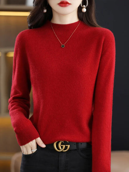 AOSSVIAO 2026 Automne Hiver pull à col montant factice uni pour femmes, pull en maille décontracté pour femmes, vêtements féminins basiques, hauts doux de base