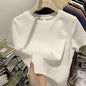 T-shirt pour femme, t-shirt pour filles, vêtements pour femmes, hauts, t-shirt en coton, t-shirt féminin à manches courtes, tee-shirt de printemps, haut sexy Y2K, blanc