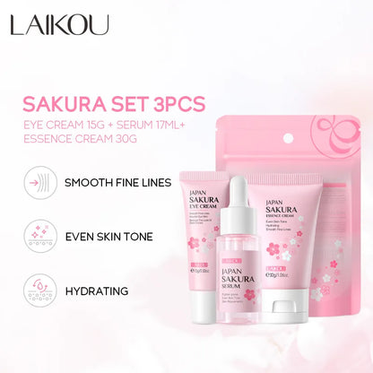 Ensemble de soins de la peau à la vitamine C LAIKOU 3 pièces : crème pour le visage, sérum et crème contour des yeux, hydratant, anti-rides, kit de soins du visage