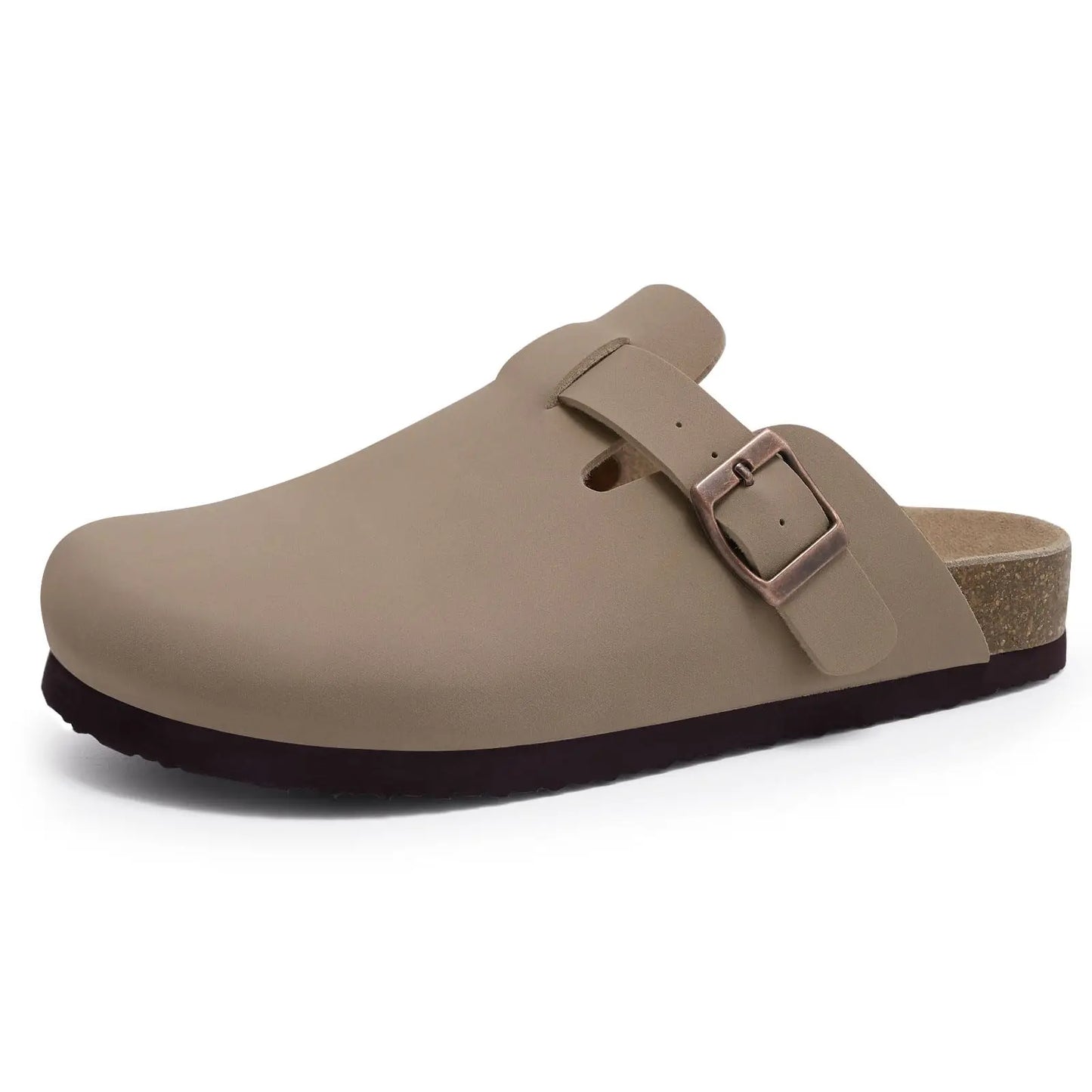 Mules en daim pour femmes Comwarm Fashion, pantoufles, sabots pour hommes, sandales à semelle intérieure en liège avec soutien de la voûte plantaire, claquettes d’extérieur pour la plage, chaussures d’intérieur