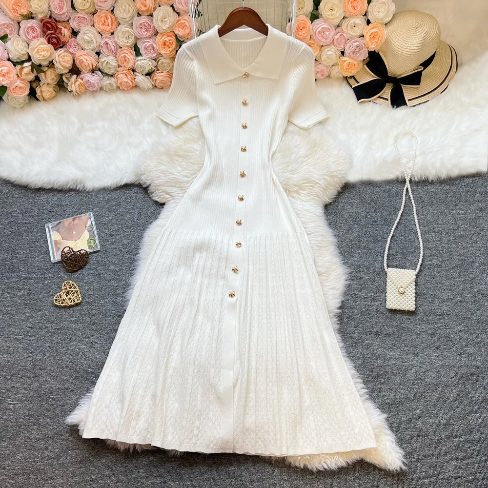 Marque YuooMuoo Fashion robe longue tricotée élégante à patchwork printemps été pour femmes, robe-chemise en pull de luxe, robe de fête pour femme Vestido