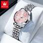 Montres pour femmes OLEVS élégantes et luxueuses avec bracelet en acier inoxydable, montre-bracelet à quartz originale pour homme, étanche, lumineuse, avec date, tendance habillée