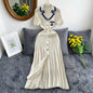Robe longue en maille mode vintage de la marque YuooMuoo, col rabattu, élégante, à simple boutonnage, coupe trapèze, robe chemise longue pour femme, robes