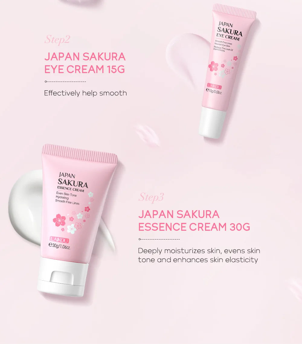 Ensemble de soins de la peau à la vitamine C LAIKOU 3 pièces : crème pour le visage, sérum et crème contour des yeux, hydratant, anti-rides, kit de soins du visage