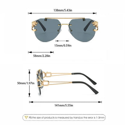 Lunettes de soleil 2023 pour femmes de luxe sans monture, lunettes vintage tendance, lunettes surdimensionnées, shades de soleil femme, gafas de sol mujer, lentes
