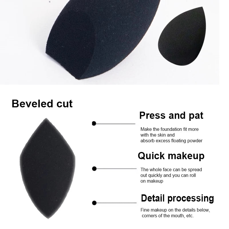 Lot de 2 éponges de maquillage noires en forme d’œuf Beauty Sponge - Sans latex, réutilisables, pour un fond de teint, un contouring et un illuminateur impeccables