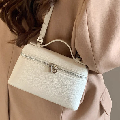 Sac à bandoulière en grain de litchi au style haut de gamme et de niche, mode simple, type boîte à lunch pour femme, exquis mini sac à main porté main et en bandoulière