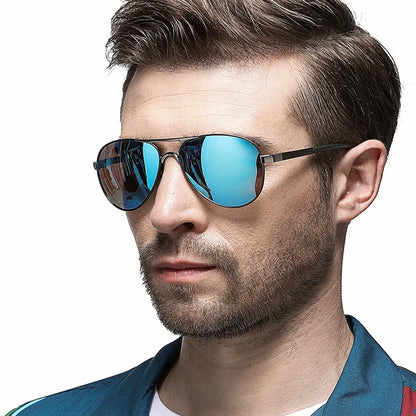AOWEAR Lunettes d’aviation pour homme, lunettes de soleil polarisées miroir HD pour homme, lunettes de pilote pour la conduite, lunettes de soleil homme
