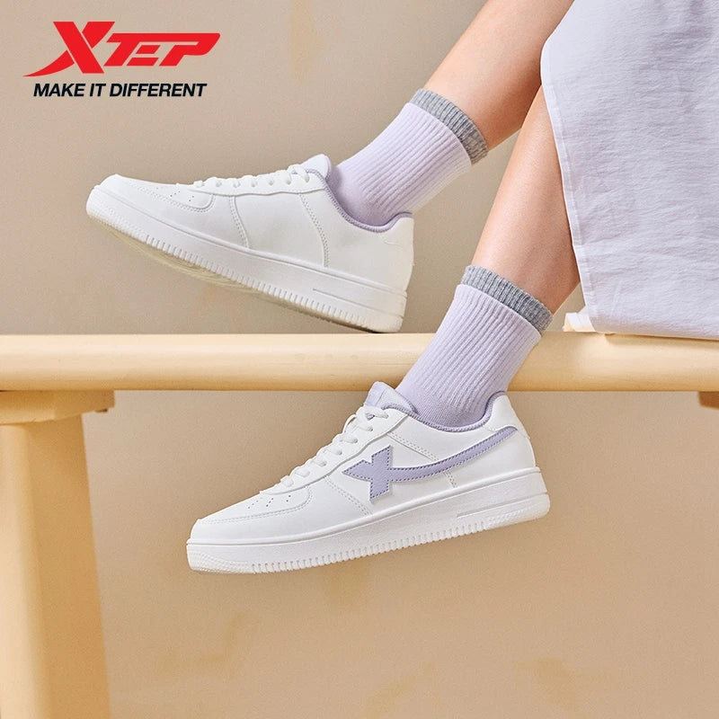 Baskets blanches Xtep pour femmes, printemps 2026, chaussures de couple polyvalentes, tendance et décontractées, à semelle épaisse rehaussante, chaussures de sport pour femmes 874118319851